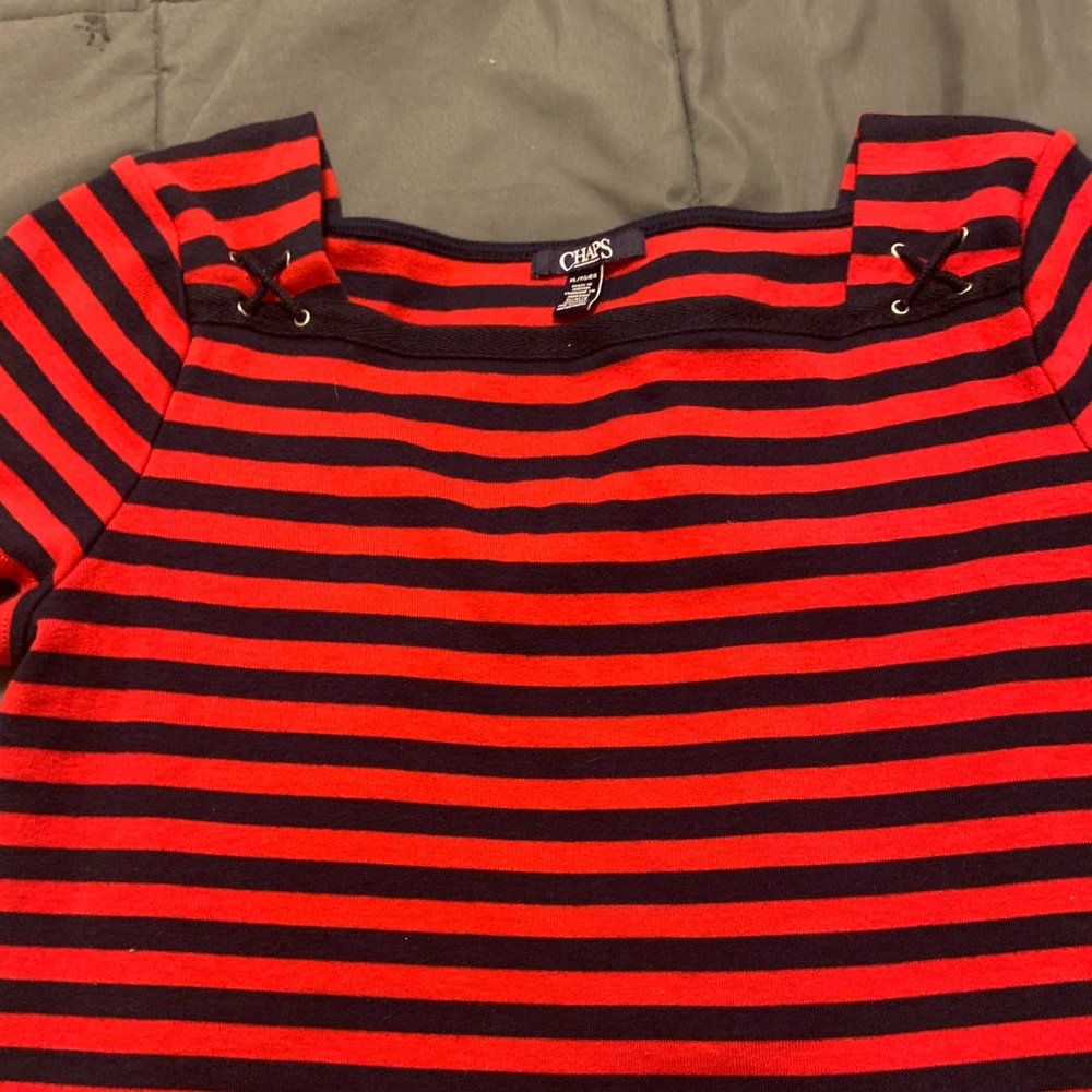CHAPS SQUARE NECK TOP WITH TIES CROPPED